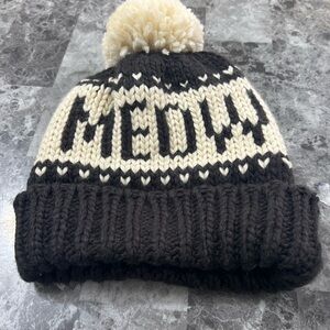 Black and Cream Knit Pom-Pom Beanie